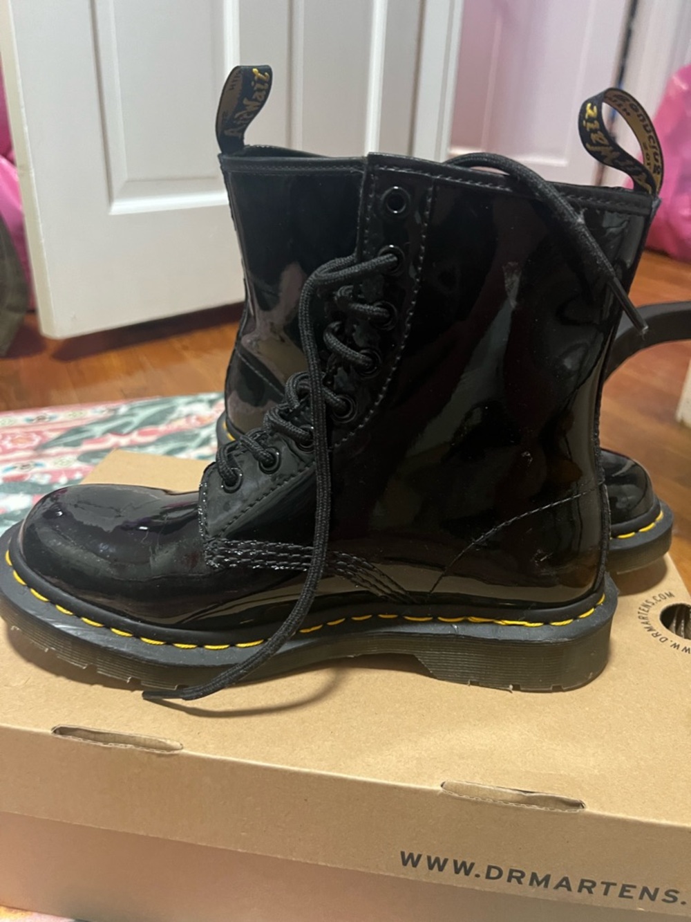 Dr. Martens Women’s Air Ware Black Patent Lace-Up Boots